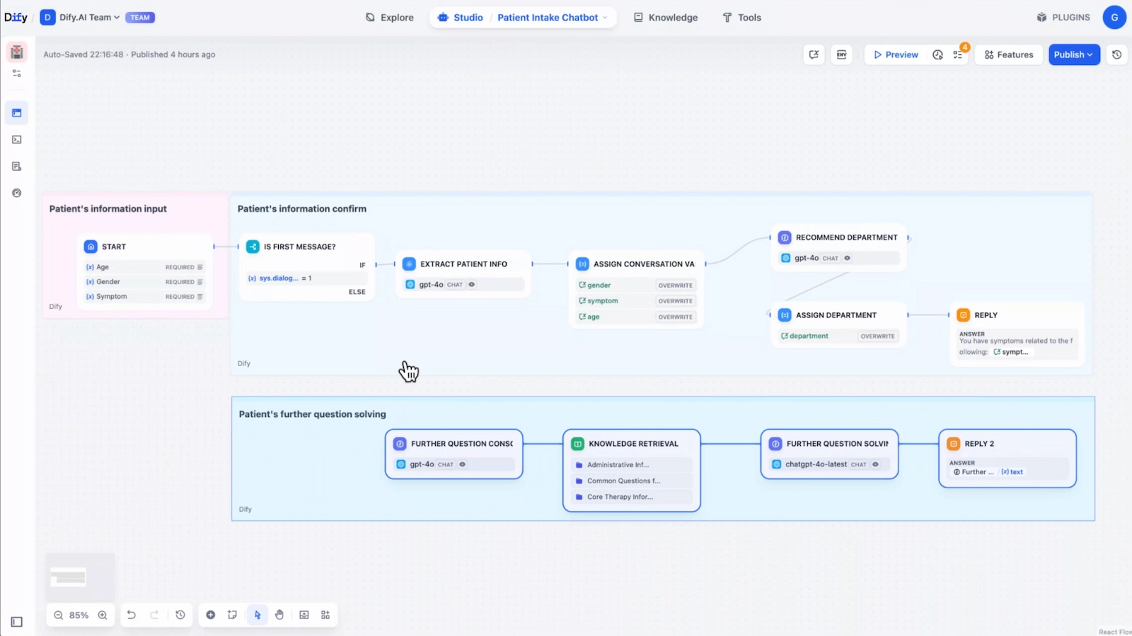 Dify 워크플로우 빌더